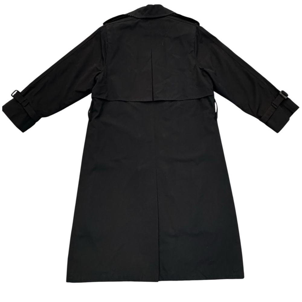 London Fog Black Trench Coat with Plaid Lining - Picture 5 of 7
